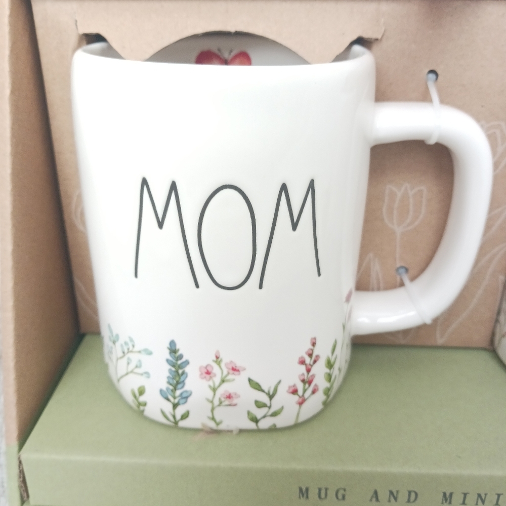 Rae Dunn Mom and Mini Floral Butterfly Ceramic Mug Gift Box Set - Picture 2 of 16